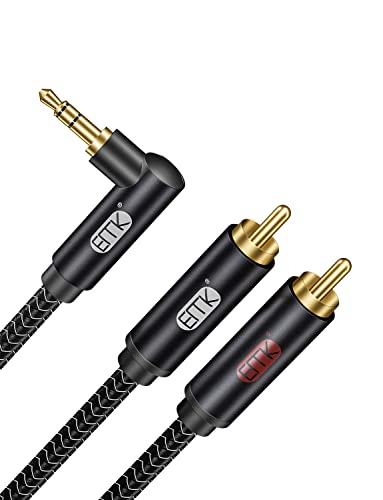 EMK 3,5 mm до 2 RCA кабел, Jackек до RCA стерео аудио кабел злато позлатен RCA до Aux аудио кабел компатибилен со паметни телефони,