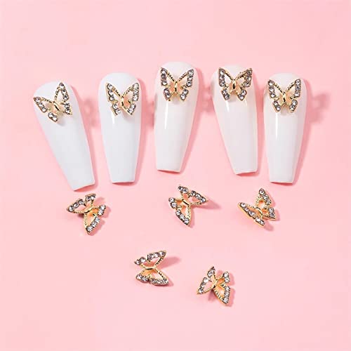 Пеперутка нокти привлечност за акрилни нокти злато пеперутка нокти уметнички накит скапоцени камења 3Д метални пеперутки нокти rhinestones Сјајна пеперутка кристална ?