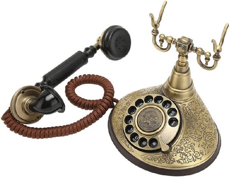 XDCHLK Гроздобер Телефонски ротирачки бирање кабел старомоден телефон со прилагодување на волуменот на ринг -тонот за слушалки