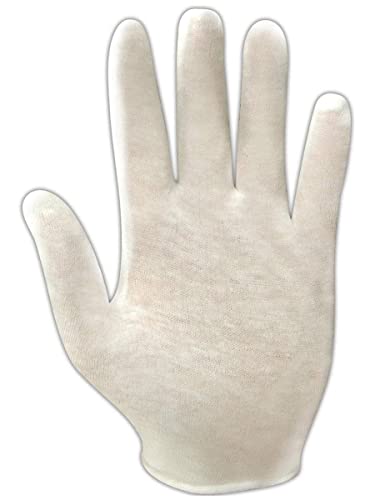 Магиден допир на допир 651J ракавица | Многу тенки и лесни ракавици за инспекција на памук од памук - големина на џамбо, бело