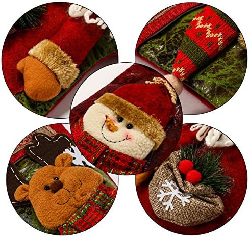 Sunnyglade 3PCS 18 Божиќ Порибување Класичен Големи Чорапи Дедо Мраз, Снешко, Ирваси Божиќ Карактер За Семејни Празник Божиќ Партија