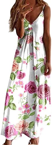 Shusuen женски обични модни модни прашка тенок фит фустани со долга замав без ракави, облека за цвеќиња со цвеќиња, попречна наметка