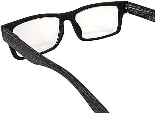 Глобална визија дрво Премиум читач очила Поликарбонат црна рамка со симулиран дрвен храм акрилик чисти леќи за читање +2.25 Зголемување на очила за читање за мажи же?