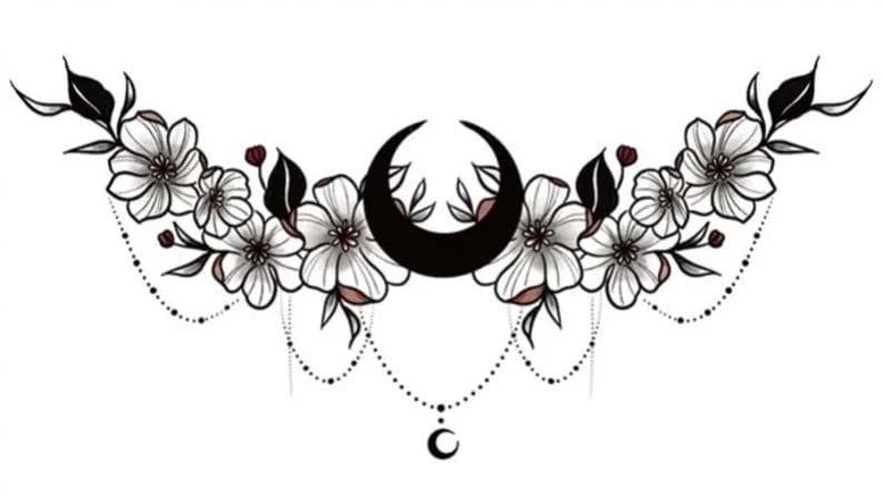 Привремена тетоважа на паметни жени. Кликнете за повеќе детали. | Реалност | Цвеќиња | Месечина | Дизајн на градите и гушкачи