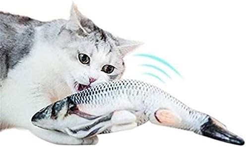 XJXJ плишана симулација Електрична играчка со риби мачка, смешна симпатична симулација мачка мачка играчка за риби - интерактивни миленичиња за залак за залак за мач