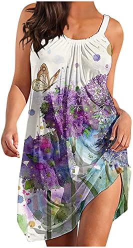 Lutенски летни фустани, цветна графичка печатена плус големина екипа на екипата камизола обичен фустан женски фустани лето миди