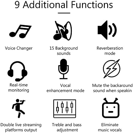 WDBBY V8 Plus Sound Sound картичка за стриминг 15 ефекти USB аудио миксер за уред за менување на глас за микрофон
