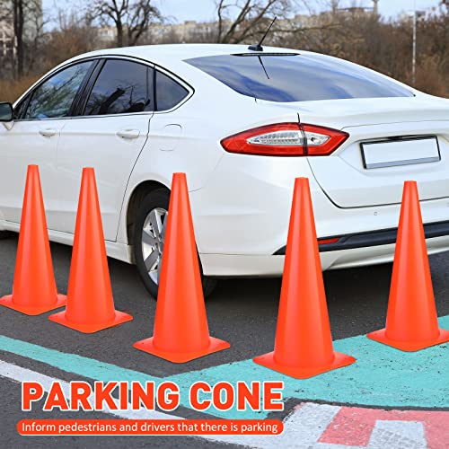 12 парчиња 18 -инчен сообраќаен конус пластични конуси за паркирање на патот за паркирање пондерирани конуси на опасност, големи