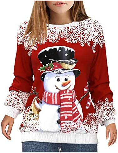 Huенски Божиќни врвови на Huankd Топ Снегун Снежан Печати Обичен Спорт 3Д Активна улична облека Блуза есен мода