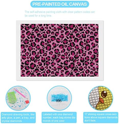 Розова Леопард Печатење Дијамант Сликарство Колекции 5D DIY Целосна Вежба Кристал Уметности Ѕид Декор за Возрасни 8x12