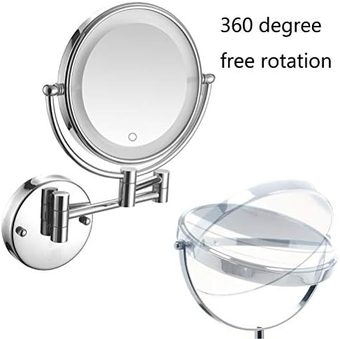 Rowita Cosmetic Mirror LED шминка Прекинувач на допир Ротирачки телескопски преклопување двоен страничен wallид што виси за хотелска