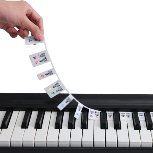 Водичи за белешки за тастатура WQR Piano - Тастатура за отстранливи тастатура за пијано етикети 88/61/54/49/37 клучеви за почетници, нема