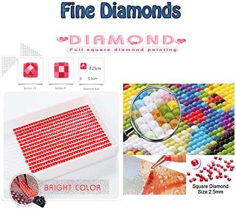 Дијамантски комплети за сликање за возрасни, цветна дијамантска уметност деца почетник DIY 5D боја по броеви, големи целосни дупки квадратни дијаманти точки Кристал?