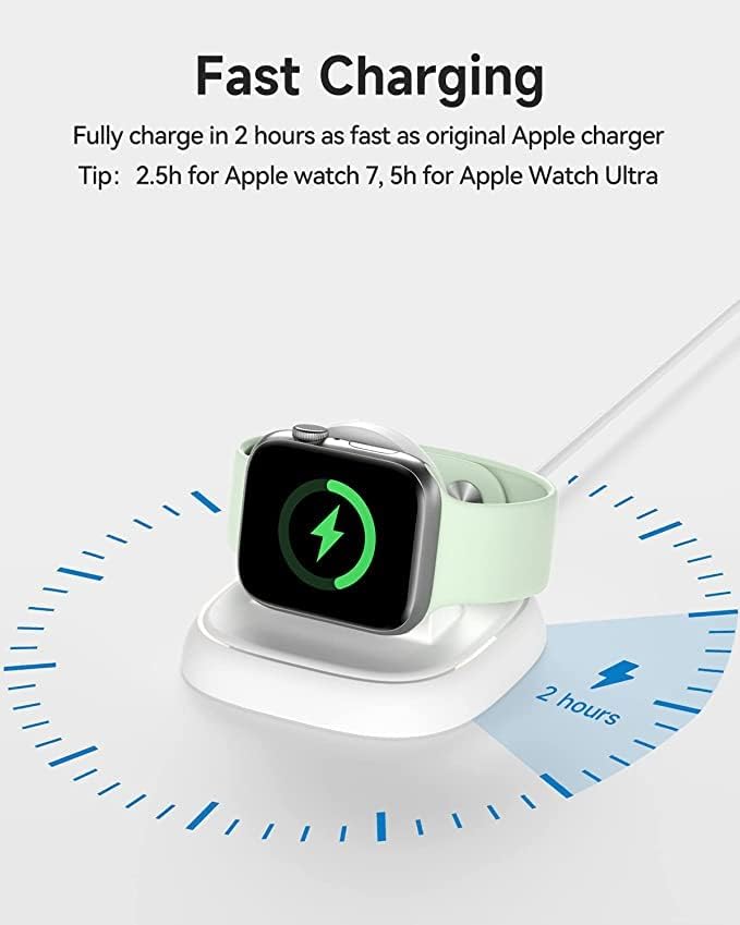 Raseget Portable Watch Charger Stand Безжичен магнетно полнење станица за Apple Watch Ultra Series 8 7 SE 6 5 4 3 2 1, бело