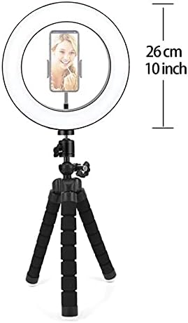 LEPSJGC 26cm Led Selfie Прстен Светилка Прстен Пополнете Ја Светлината Со Мини Октопод Држач За Статив Со Клип За Телефон Шминка