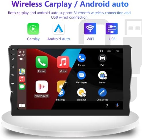 4G+64G+Окта-Јадро 10.1 Инчен Андроид Автомобил Стерео Со Безжичен Apple CarPlay Android Auto, IPS Екран На Допир Двоен Din Автомобил Радио,