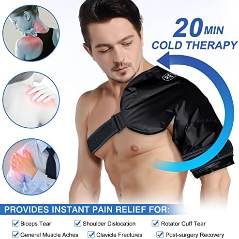 Revix XL рамо мраз пакет ротатор манжетна ладна терапија, ледени пакувања на глуждот на глуждот за повреди, еднократно гел мраз пакувања за