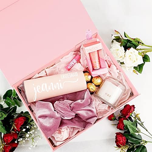 Aimyoo Розова Склопувачка Кутија За Подароци со Капаци За Магнетно Затворање 13, 8x9x4, 3 инчи, Големи Кутии За Предлози За Младоженци