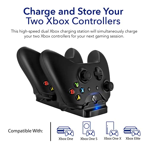 Двојна Станица За Полнење Xbox СО USB Кабел И LED Индикатор | Xbox Еден Контролер Полнач Компатибилен Со Еден S, Еден X | Брзо Полнење |