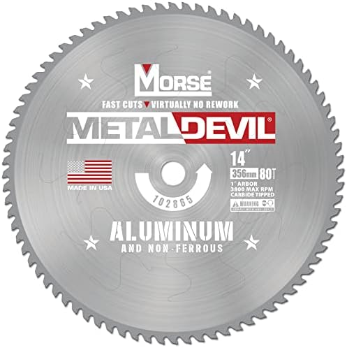 Morse Metal Devil CSM1480FNFC, сечило за кружно пила, карбид, сечење на алуминиум, 14 инчи, 1 пакет