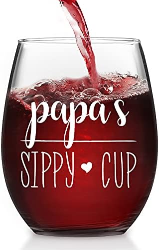 Подарок за Денот на таткото Моднфиј од ќерка, сипи чаша од папа, без чиста чаша, вино од вино од ден, од син, татко, нов тато, тато,