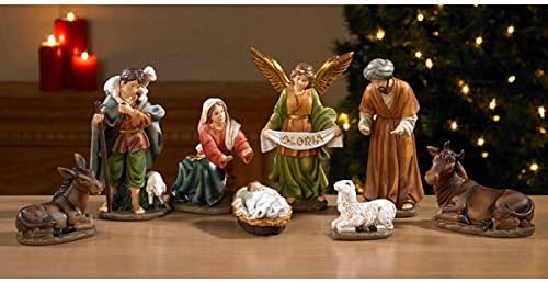 Свето семејство на Неецо со одвојливо бебе Исус, приложување на сцената, сет од 8 парчиња