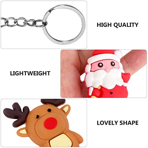 Bestoyard 4PCS Christmas Keychain Ceychain Santa Claus ирваси образец клучни приврзоци за партии за партии за Божиќни забави, фаворизираат подароци