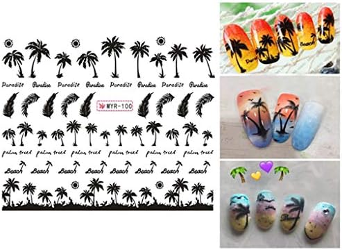 Океан сурфање маникир на налепници за тропско дрво кокос ветерници стил на нокти на плажа нокти на ноктите