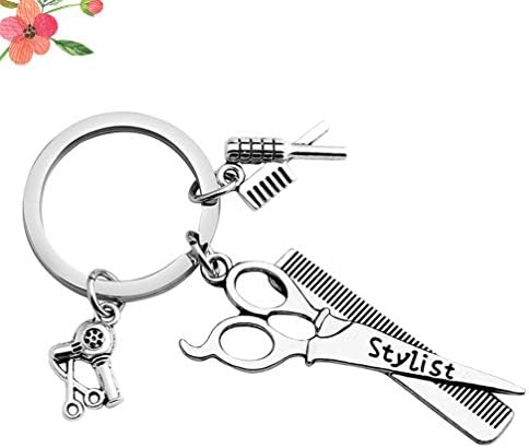 Амосфун клуч за стилисти за клучеви клуч за коса за коса, висечки ножички чешел, клуч за прстен, за фризер Барбер
