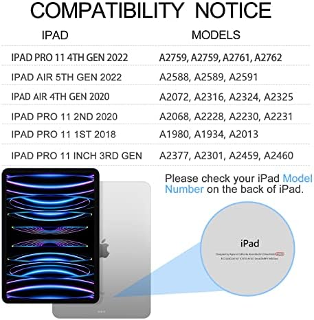 КВАГО Магична Тастатура за iPad Pro 11-инчен И Ipad Air 5-та/ 4-та Генерација, Подлога Со Повеќе Допири, Безжична, Позадинско Осветлување, Магична