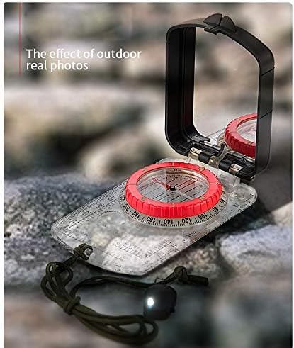 UXZDX Прозрачна Флип Компас Со Огледало ПРЕДВОДЕНА Светлина Водоотпорен за Пешачење Планинарење Навигација Ориентирање Отворено Опстанок Комплет