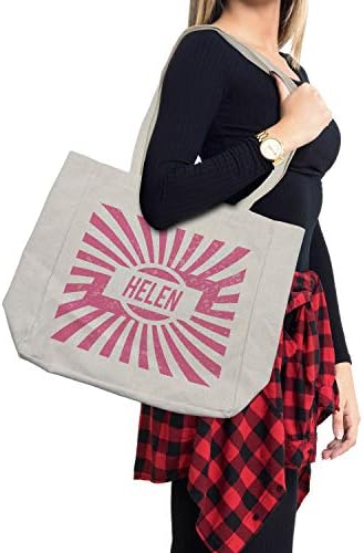 Амбесон Хелен торба за шопинг, инспириран од ретро стил со букви и ленти за изгледот и ленти, еколошка торба за еднократна употреба за намирници