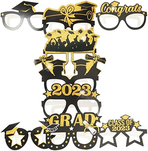 Страла за забави на Didiseaon 9 парчиња за дипломирање на очила 2023 година Дипломирање очила 2023 Декорации за забави за дипломирање