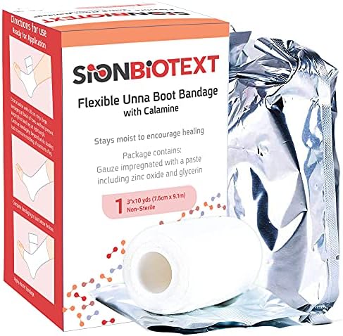 Unna Boot со цинк и каламин од Sion Biotext - Голема вредност на пакет со флексибилен завој за компресија Влажна заздравување на околината