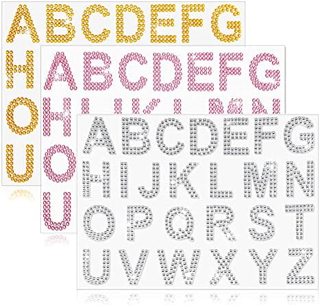 78 парчиња налепници за букви на Rhinestone, само лепило, тунан 3 листови што блескаат сјај за азбука 26 букви налепница за облека