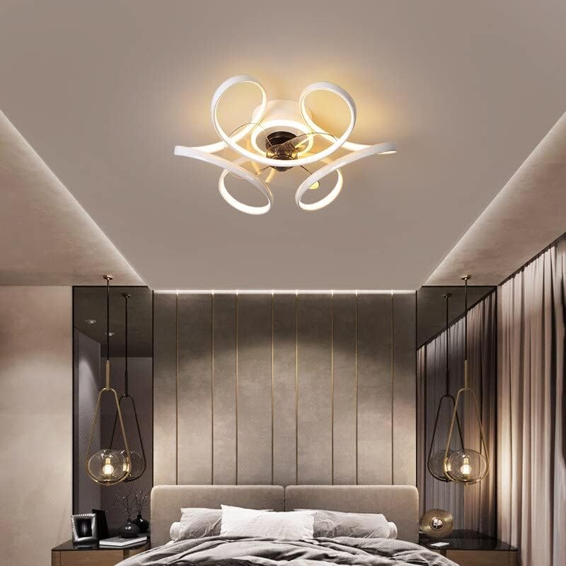 Модерна LED ламба Chezmax со вентилатор за тавани за вентилатор во таванот во спална соба со далечински контрак со светло вграден