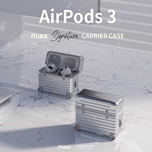 miak Airpods 3 Капак На Куќиштето, Заштитен Капак со Приврзок За Клучеви за Apple AirPods 3-та Генерација, Поддржува Безжично Полнење, Сребро