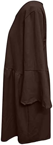 HCJKDU плус фустани со големина за жени со екипаж кратки bellвонски ракави цврсти памучни постелнина фустан случајно лабава летен мини
