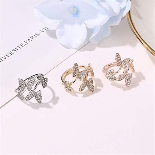 Womenените ветуваат прстени за мода прилагодлив целосен дијамантски прстен четири пеперутка Деликатен отворен ангажман прстен за жени накит свадбени