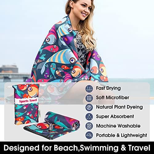 4Monster Microfiber Beach Pray Prain Брзо суво, супер абсорбента лесна патувачка крпа за пливачи, пешкир за кампување без песок, крпи за плажа за базен, пливање, спортови на вода, јог