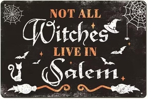 Не сите вештерки живеат во Салем - 12x8 инчи гроздобер декорација на Ноќта на вештерките кујна декор рустикална висечка плакета