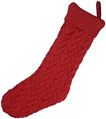 Toyvian 1PC Божиќни чорапи Рождество Декор црвен украс за порибување на порибување на Божиќни чорапи украси плетени чорапи за празничен