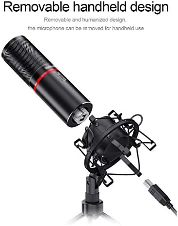 Микрофон за снимање на метал USB кондензатор на LMMDDP со статив за лаптоп компјутер кардиоидно студио за снимање вокал глас