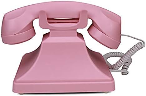 KXDFDC Телефон за ротационо бирање ， розов ретро фиксни телефон за дома, редицијално, звучник, бирање на копче за притискање со ротирачки