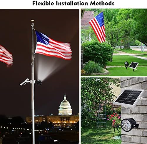Hainee Flag Pole Светло соларно напојување, соларна светлина на знамето на отворено светло LED 6000k осветлување самрак до зори IP65