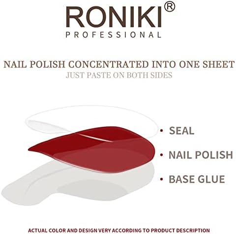 Налепници за гел за нокти Roniki 48PCS Целосно обвивка за нокти за нокти гел полски ленти со стапчиња за нокти и UV/LED ламба гел за нокти налепница