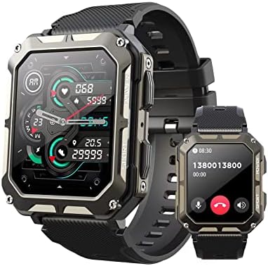Паметна часовник за мажи 1.83 Bluetooth Повик за фитнес часовник за Android и iOS телефони здравствен тракер со крвен притисок,