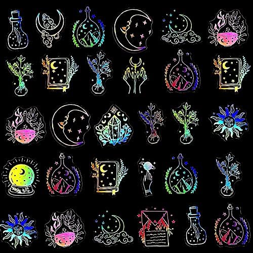 45 парчиња холографски магични налепници starвездени небо водоотпорни декоративни декоративни декорации миленичиња лепила налепница