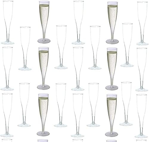 Оојами 30 Пластични Класични Флејти За Еднократна Употреба За Шампањ За Забави Пластични чаши Свадбена Веселба Тост Чаши За Коктели Масовно