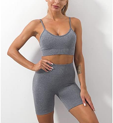 Облека за јога на Манон Роза за жени Беспрекорни костуми 2 парчиња сет со кратки нозе спортски градник за вежбање облека фитнес